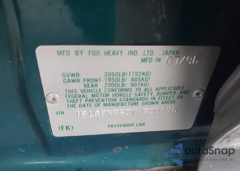 1997 Subaru Impreza Outback Sport from USA, damaged, VIN JF1GF4850VH800946